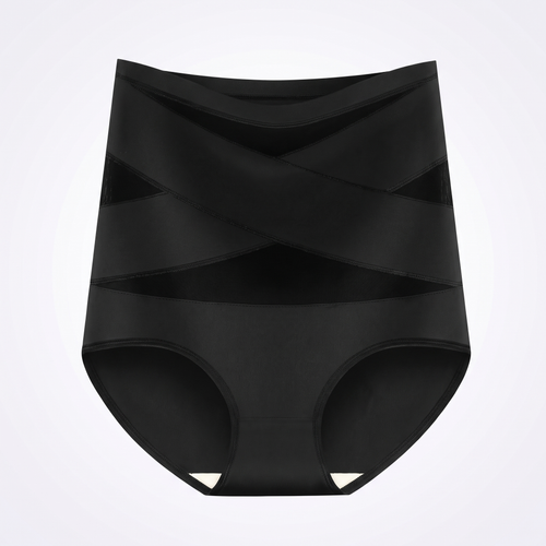 The Nestled Wrap — seamless postpartum shaping slip, studio product photo, black